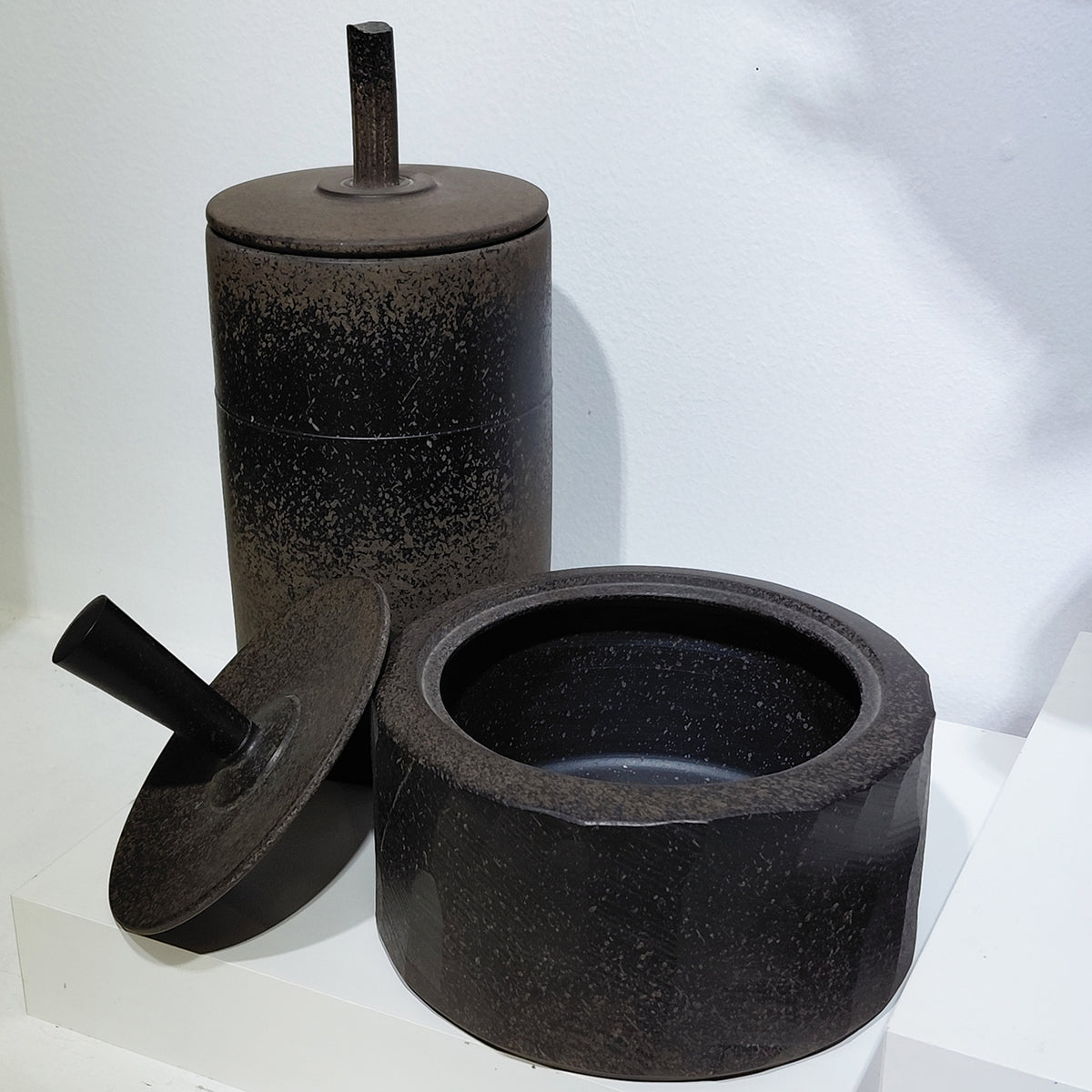 Tall & Short Lidded Ceramic Jars by Romulus Craft | Rebecca Myers Collection