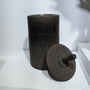 Tall Lidded Ceramic Jars by Romulus Craft, lid removed| Rebecca Myers Collection