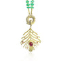 Large Self-Locking Charm Holder Clasp on Chrysoprase Necklace with Gold Peacock Feather Pendant | Rebecca Myers Collection