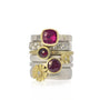 Gold and Silver Ruby Flower Garden Ring Stack | Rebecca Myers Collection