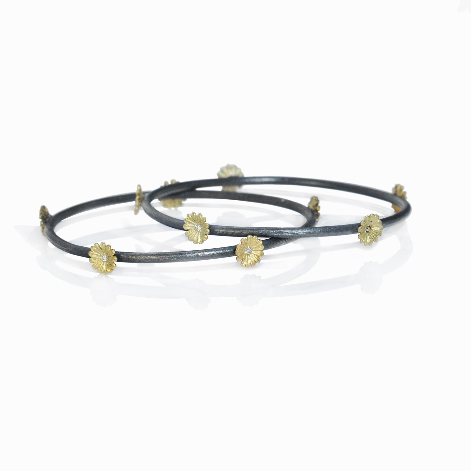 Two Shasta Daisy Bangles | Rebecca Myers Collection
