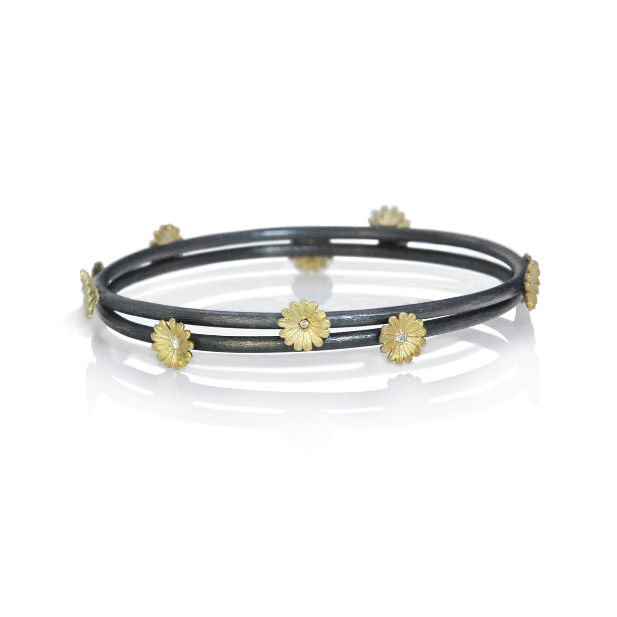 Two Shasta Daisy Bangles, stacked | Rebecca Myers Collection