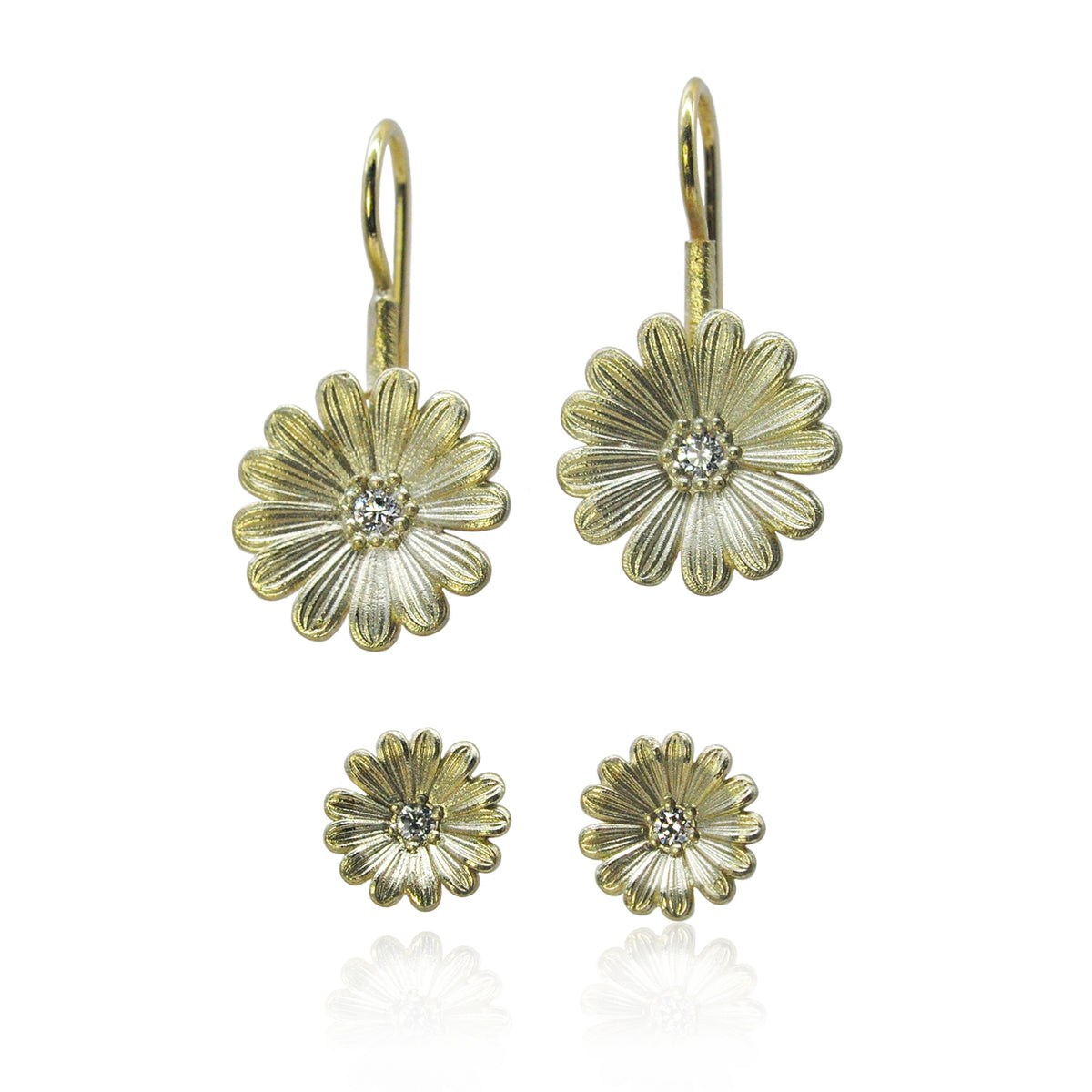 Small & Tiny Shasta Daisy Earrings on wires and posts | Rebecca Myers Collection