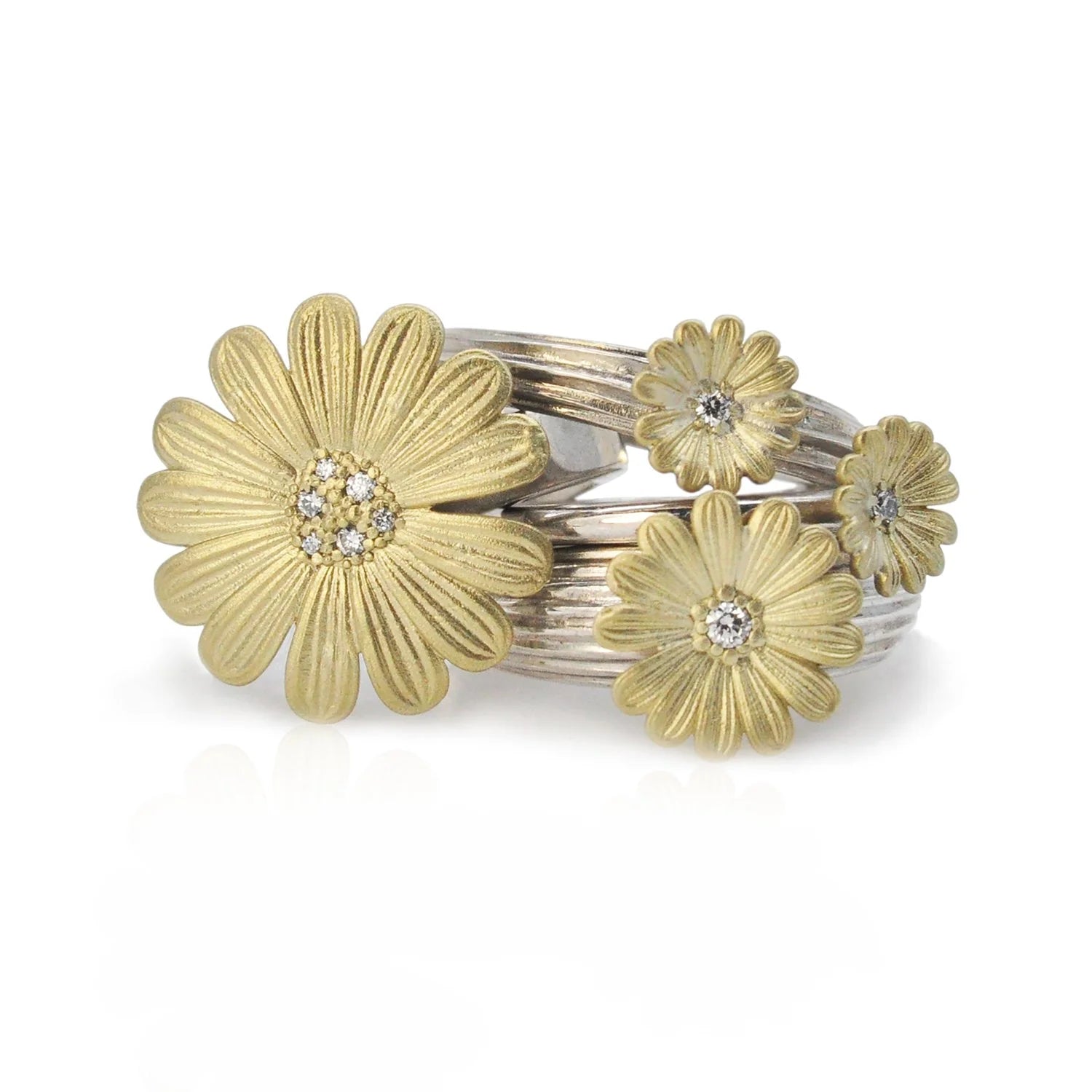 Shasta Daisy Stacking Rings grouping | Rebecca Myers Collection