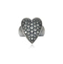 Large Heart Rings in Oxidized Silver with Pave Set Diamonds | Rebecca Myers Collection