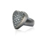 Large Heart Rings in Oxidized Silver with Pave Set Diamonds | Rebecca Myers Collection