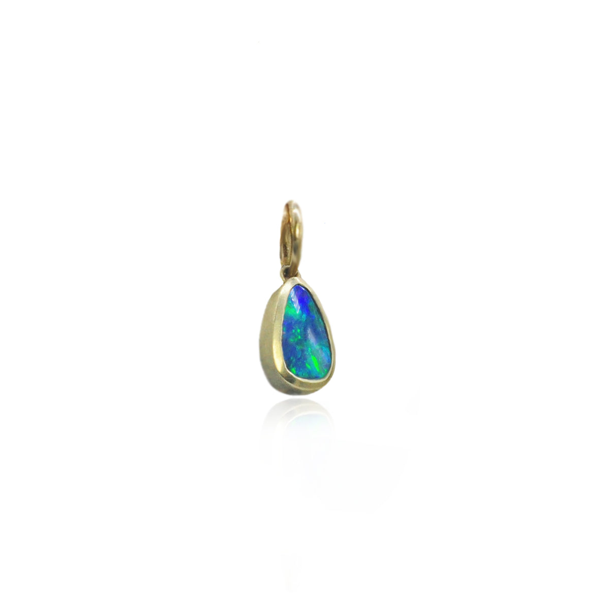 Small Blue & Green Teardrop Boulder Opal Charm | Rebecca Myers Collection