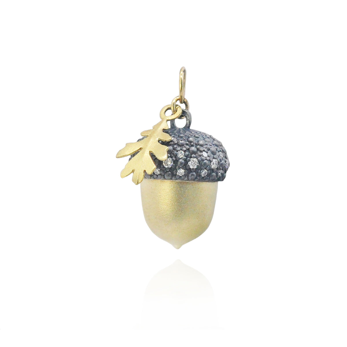 Small Gold, Silver, & Diamond Acorn | Rebecca Myers Collection