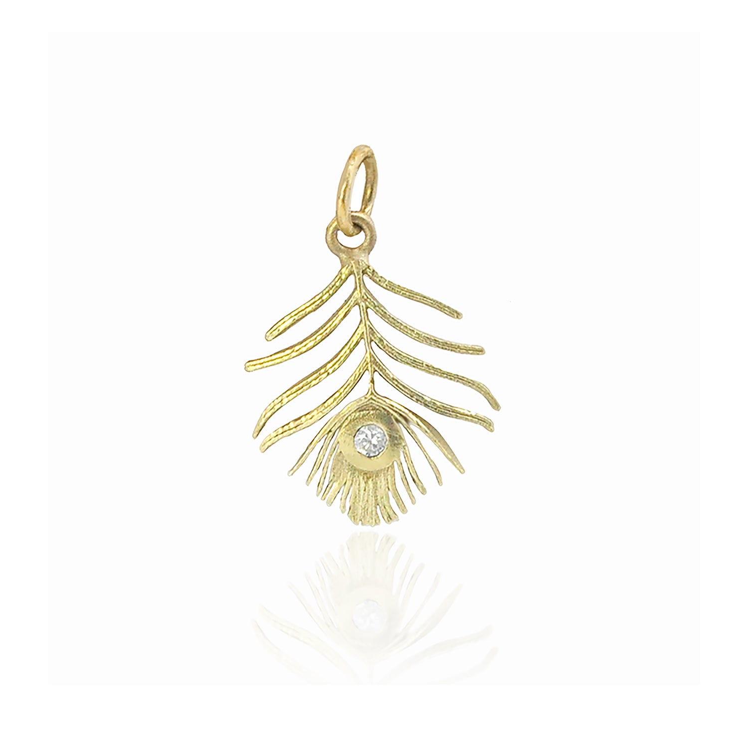 Small Gold Peacock Feather Charm | Rebecca Myers Collection