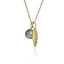 Small Gold & Diamond Slender Feather Charm on Gold Cable Chain + Labradorite Charm | Rebecca Myers CollectionRebecca Myers Collection