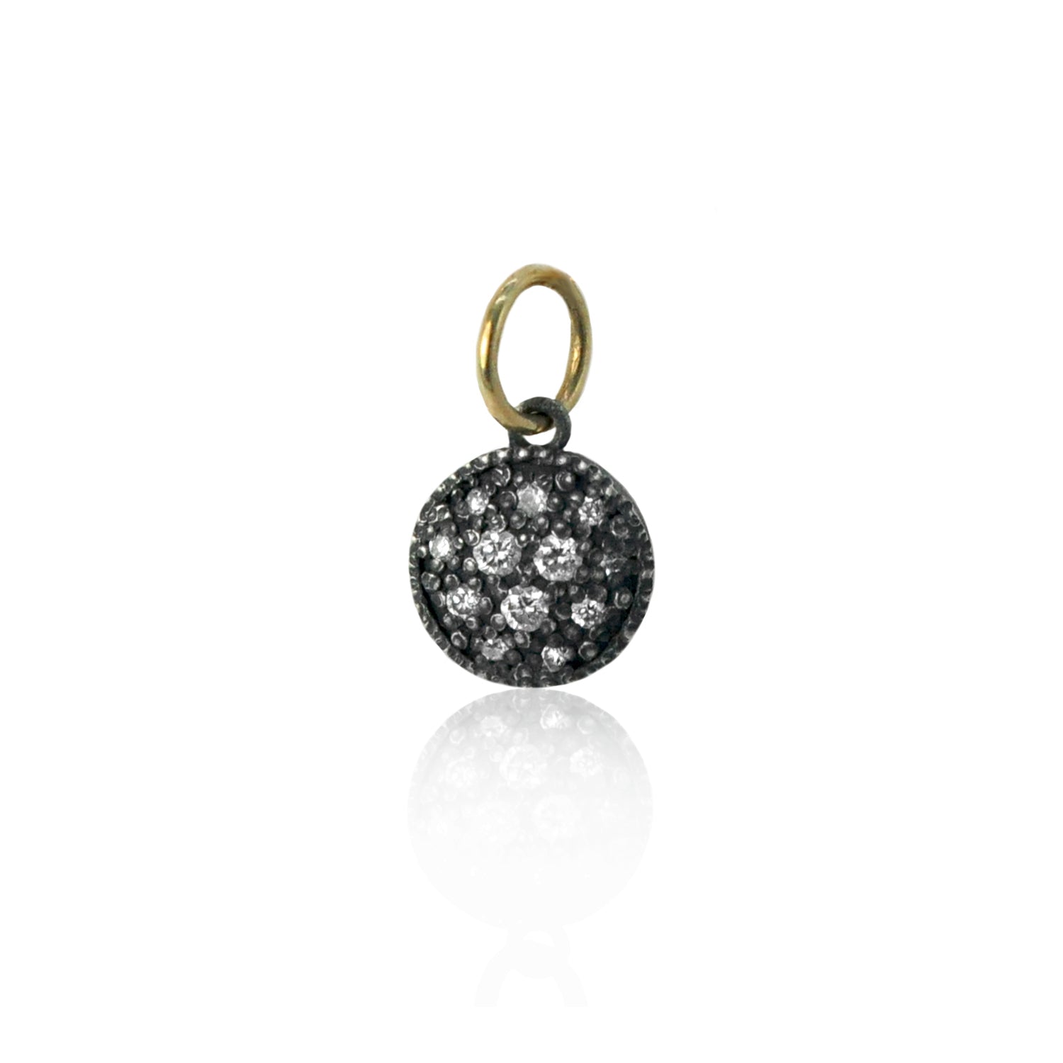 Small Round Pave Diamond Disc Charm | Rebecca Myers Collection
