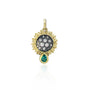 Small Pave Diamond Sunflower Charm with Emerald Teardrop | Rebecca Myers Collection