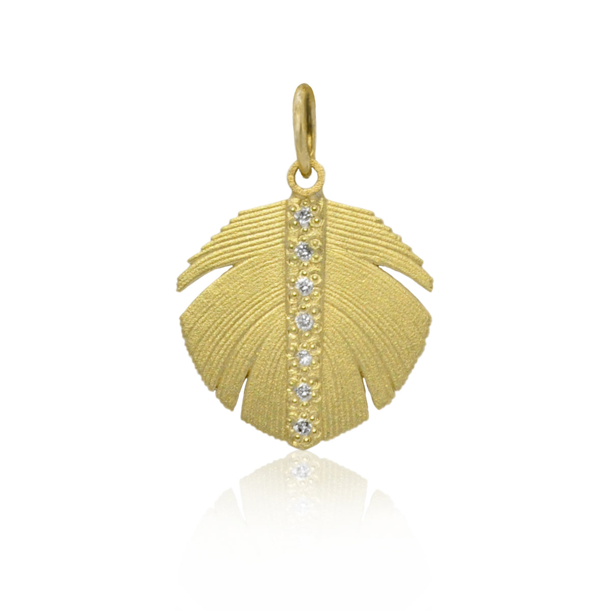 Wide Gold & Diamond Feather Charm | Rebecca Myers Collection