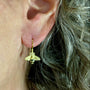 Small Honey Bee Earrings on white female model | Rebecca Myers Collection
