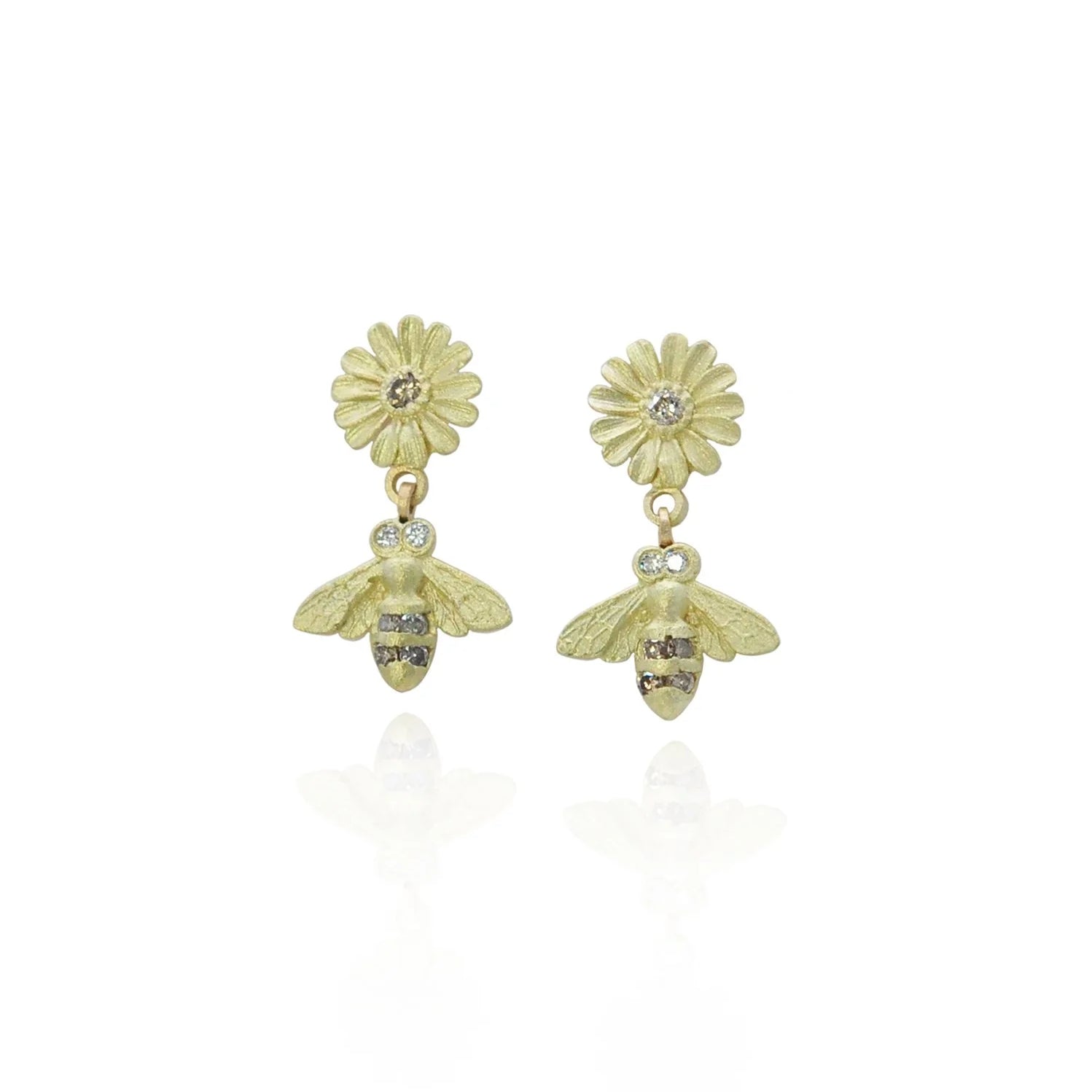 Bee Earrings with Shasta Daisy Tops | Rebecca Myers Collection