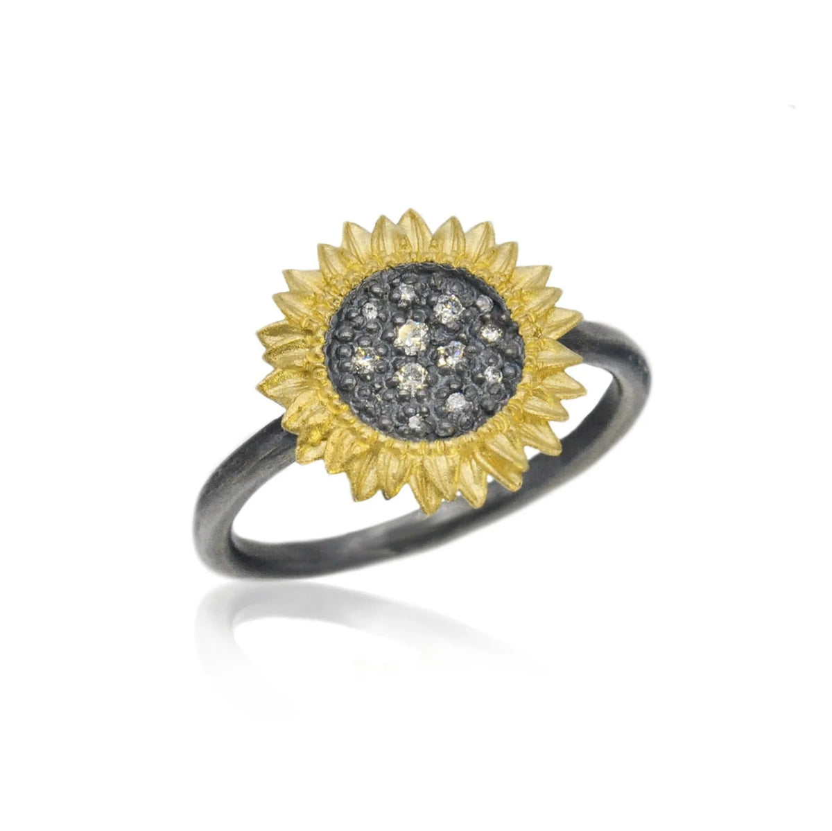 Small Pave Diamond Sunflower Ring | Rebecca Myers Collection
