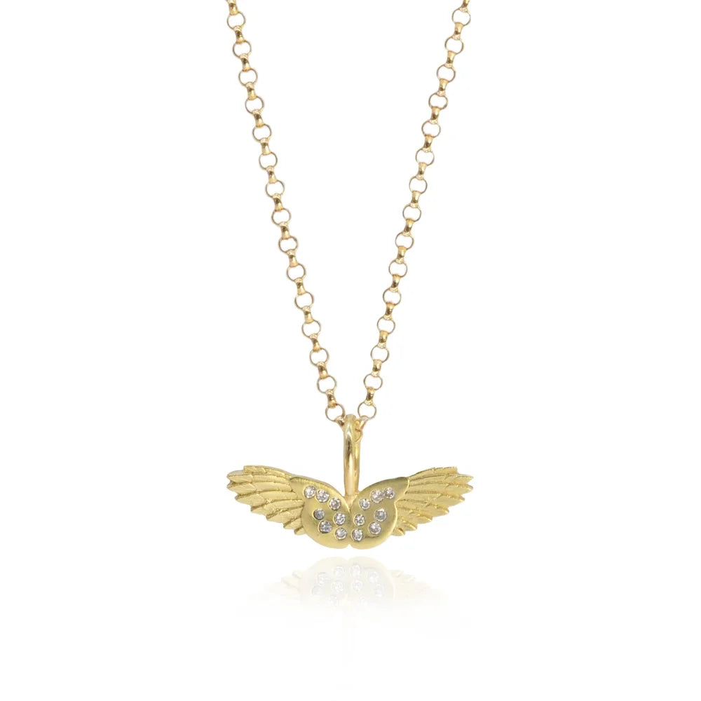 Small Gold Wings Pendant with Diamonds | Rebecca Myers Collection