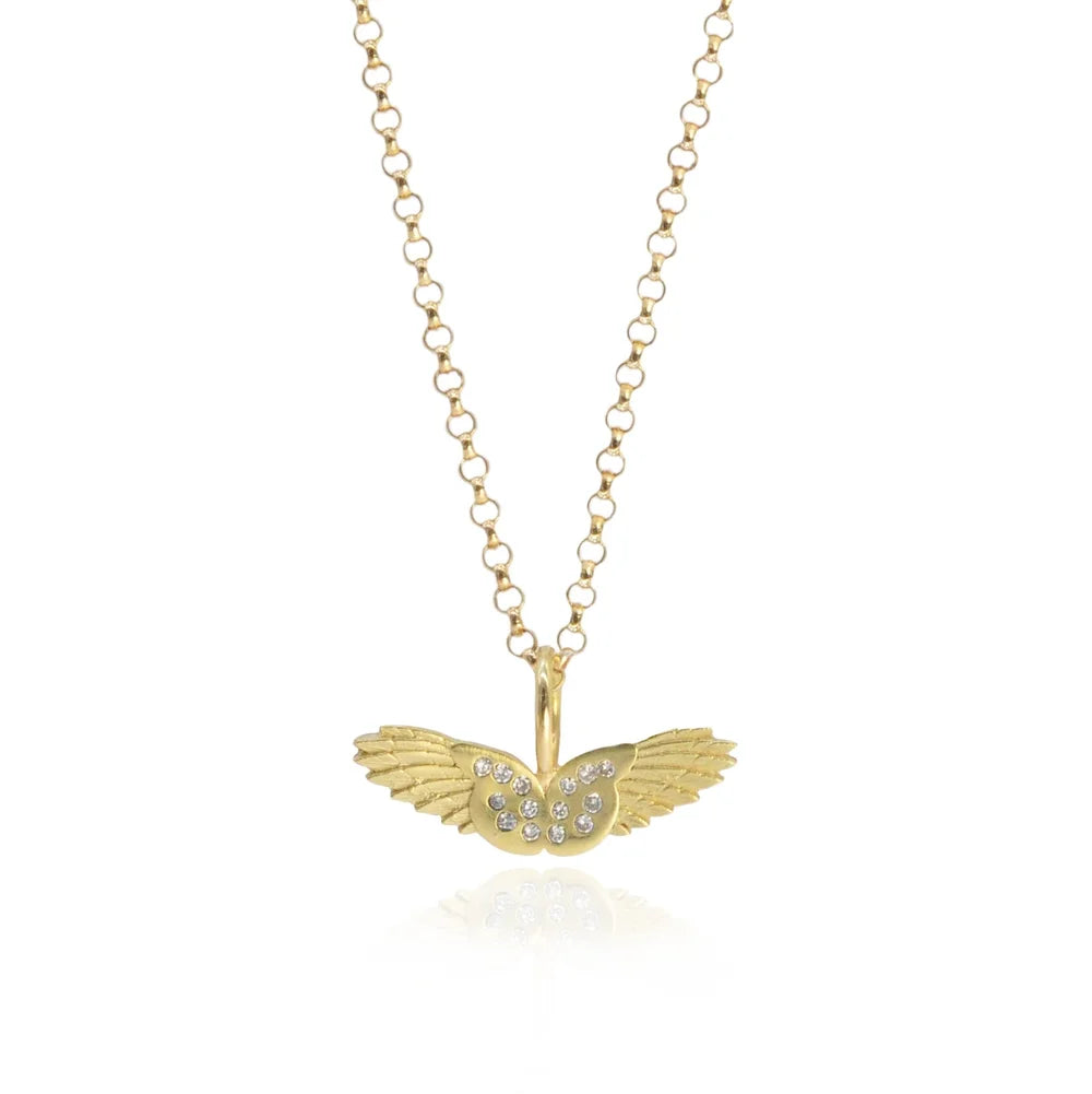 Small Gold Wings Pendant with Diamonds | Rebecca Myers Collection