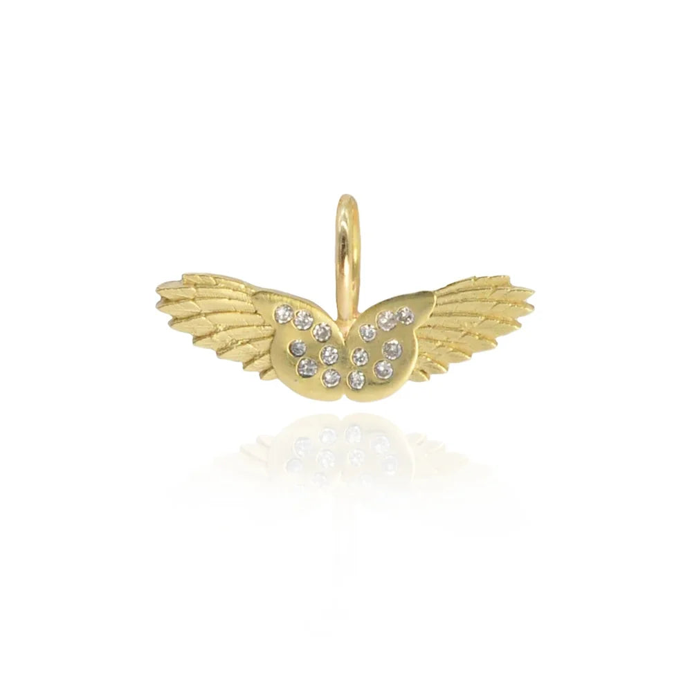 Small Gold Wings Pendant with Diamonds | Rebecca Myers Collection