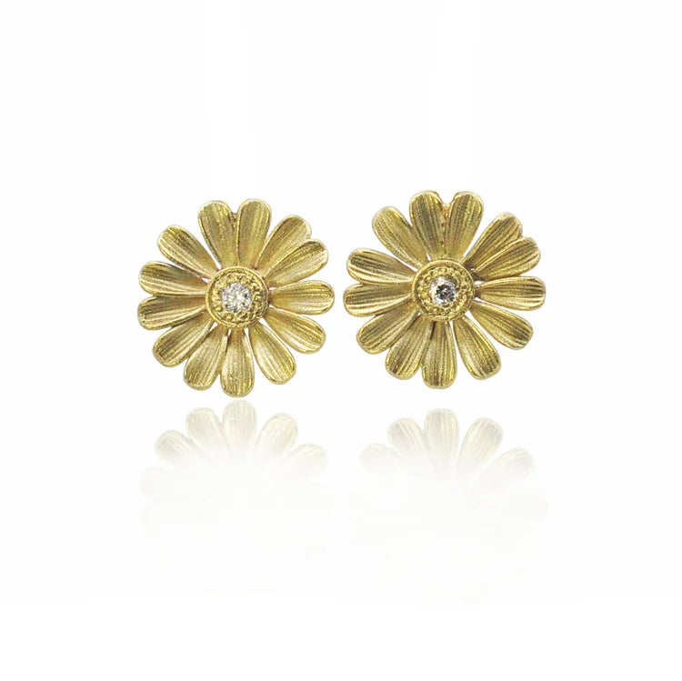 Small Shasta Daisy Earrings on posts | Rebecca Myers Collection