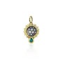 Small Pave Diamond Sunflower with Emerald Teardrop Pendant | Rebecca Myers Collection