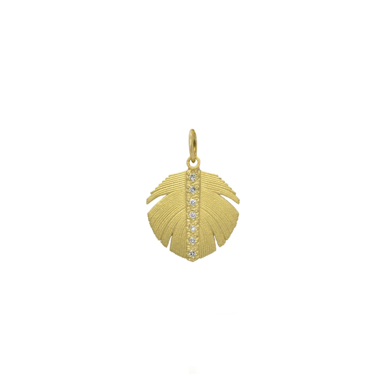 Wide Gold Feather Jewelry Set with Center Diamond Channels | Rebecca Myers Collection