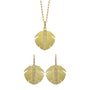 Wide Gold Feather Jewelry Set with Center Diamond Channels | Rebecca Myers Collection