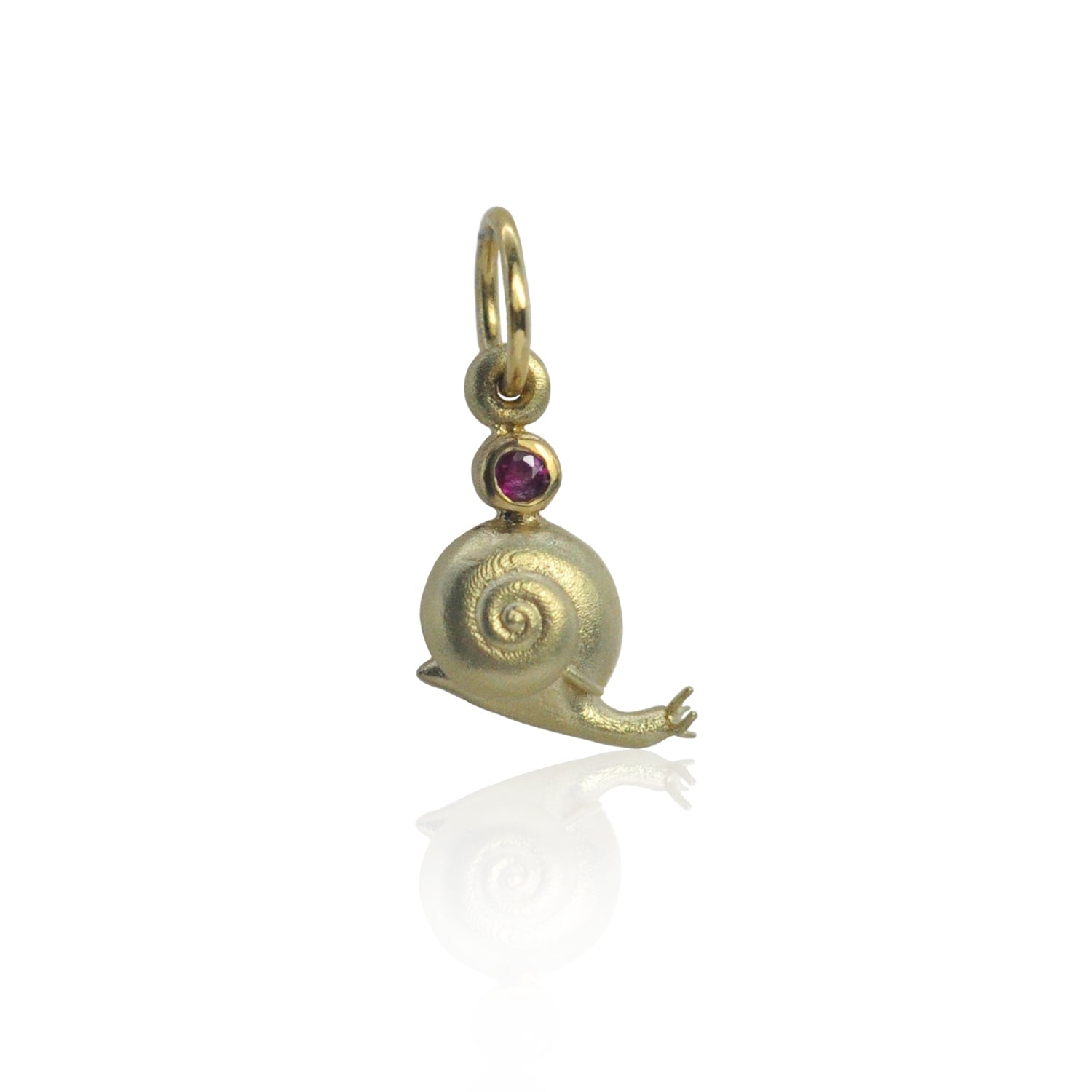 Gold Snail Charm with Ruby Topper | Rebecca Myers Collection