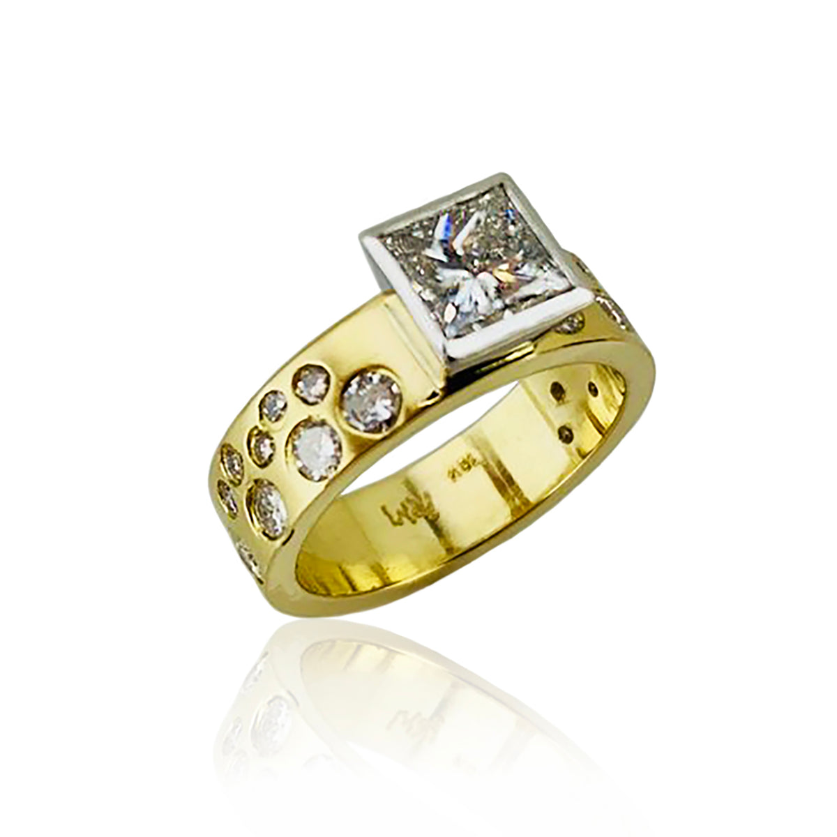 Square Cut Diamond on Fairy Dust Band | Rebecca Myers Collection