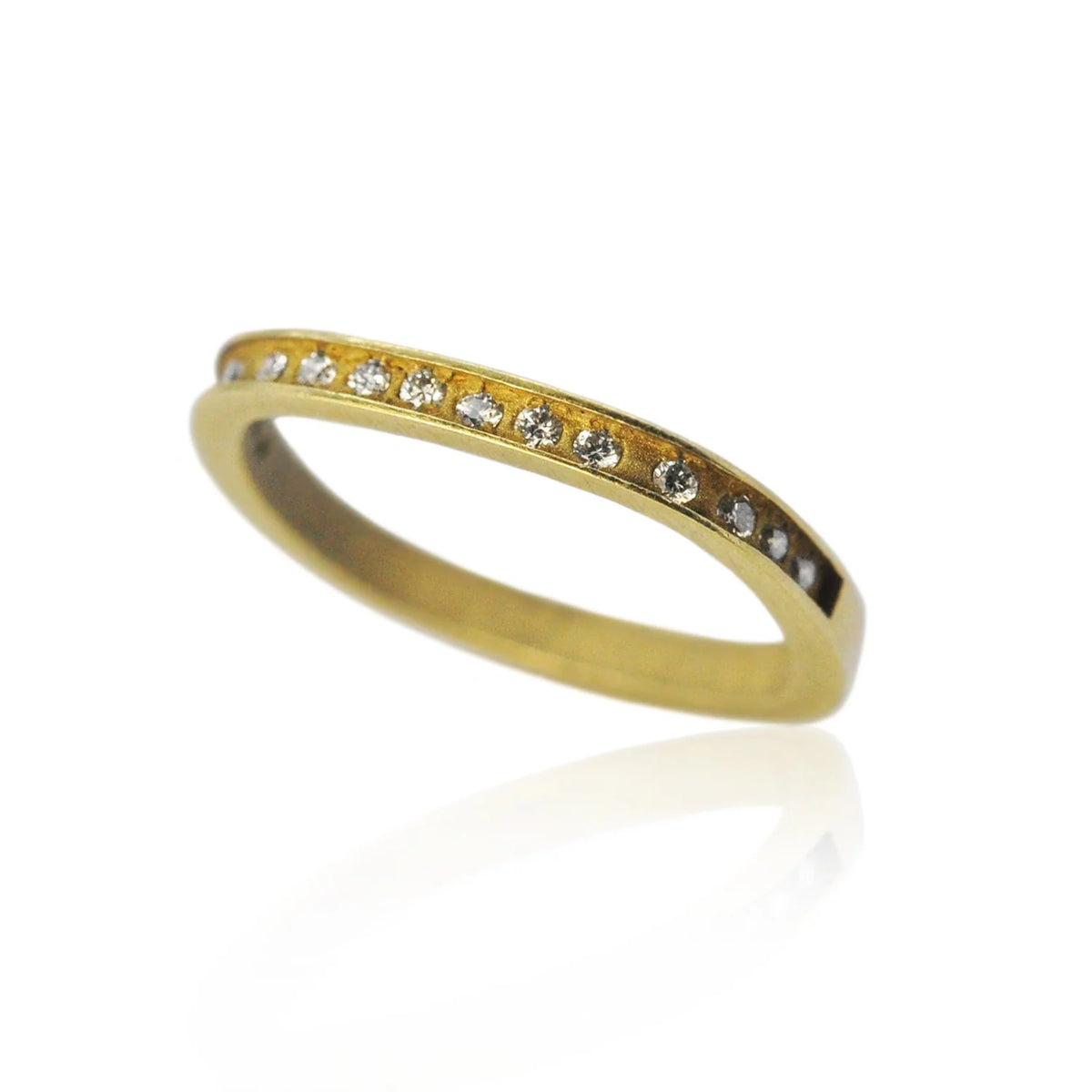 2mm Square Pave Diamond Stacking Ring,  yellow gold  | Rebecca Myers Collection