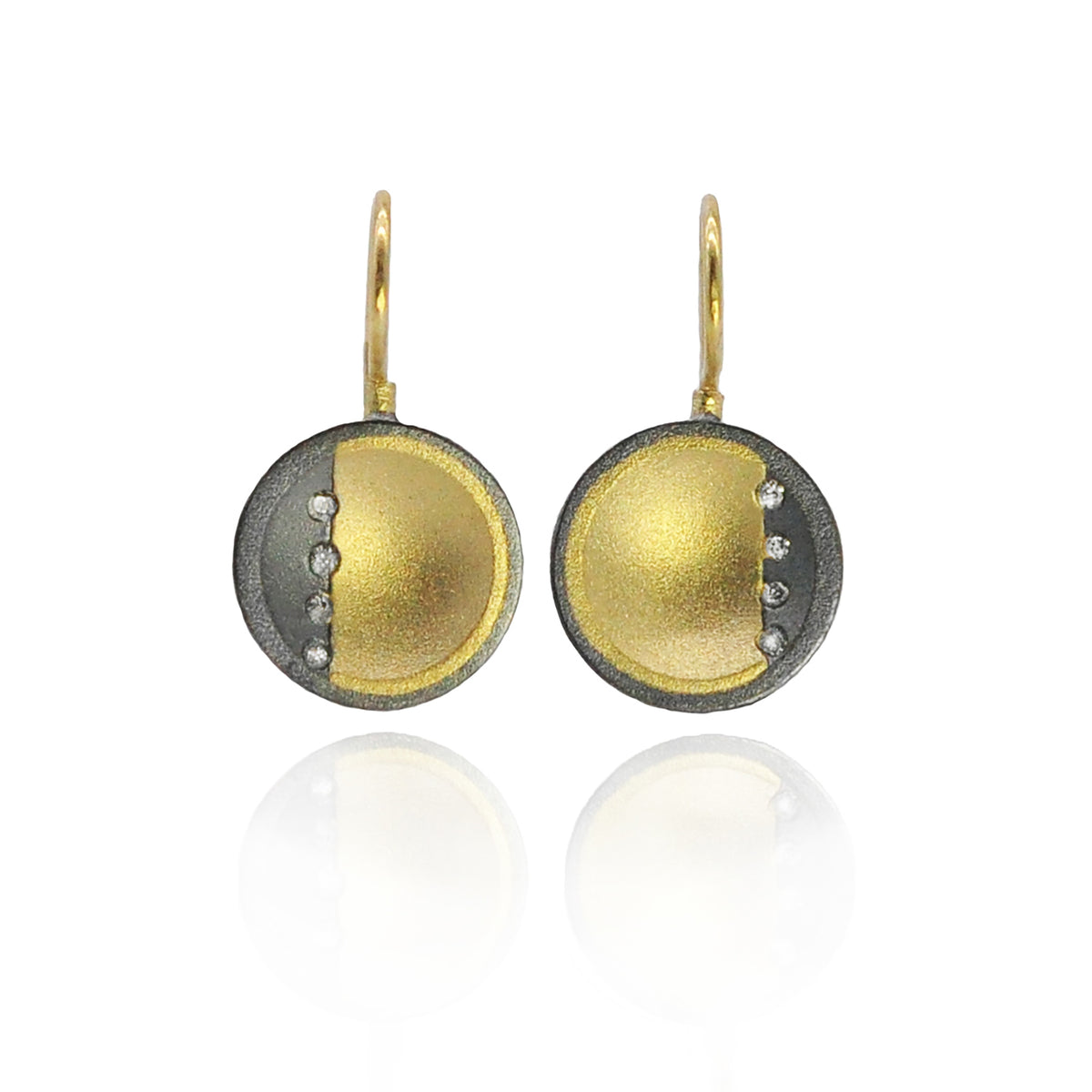 Starry Night Half & Half Disc Earrings with Diamonds