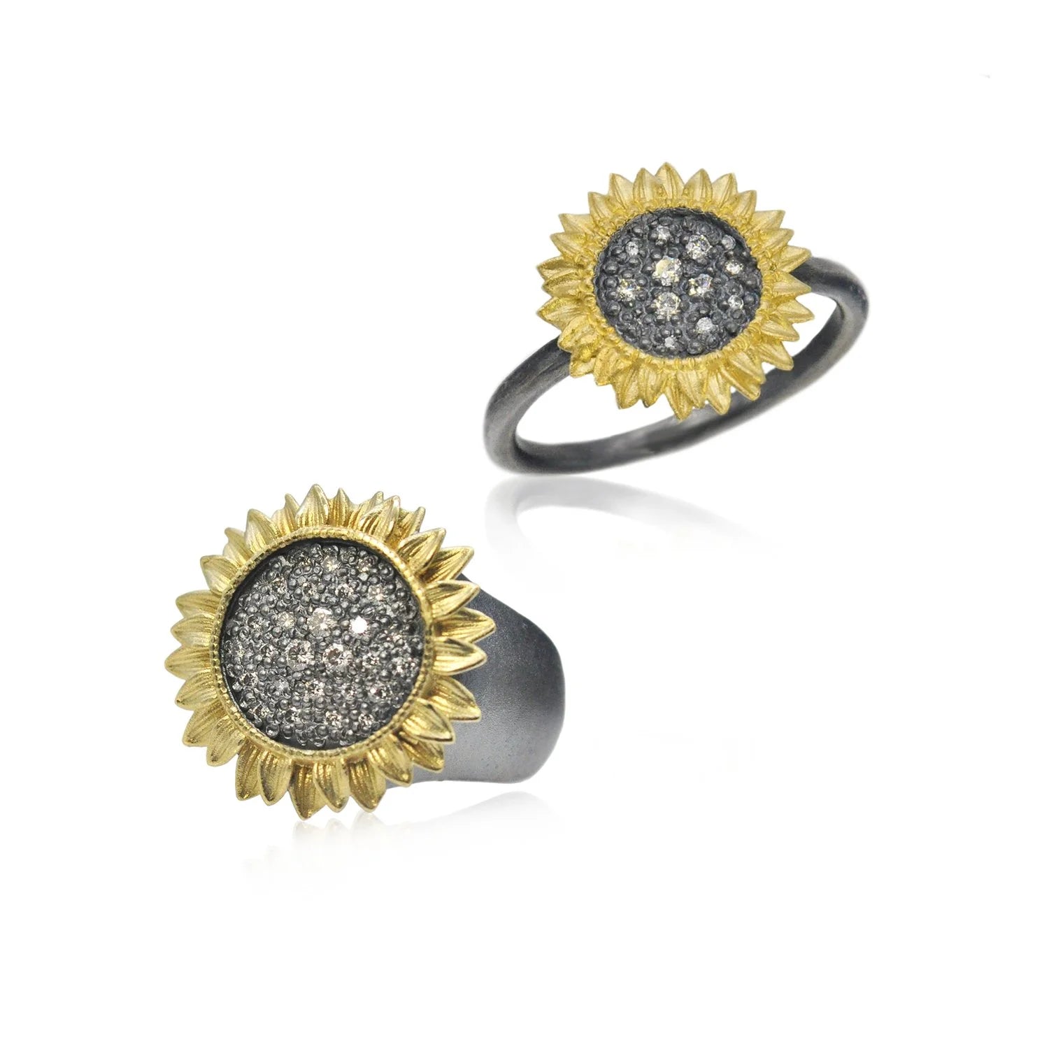 Pave Diamond Sunflower Rings | Rebecca Myers Collection