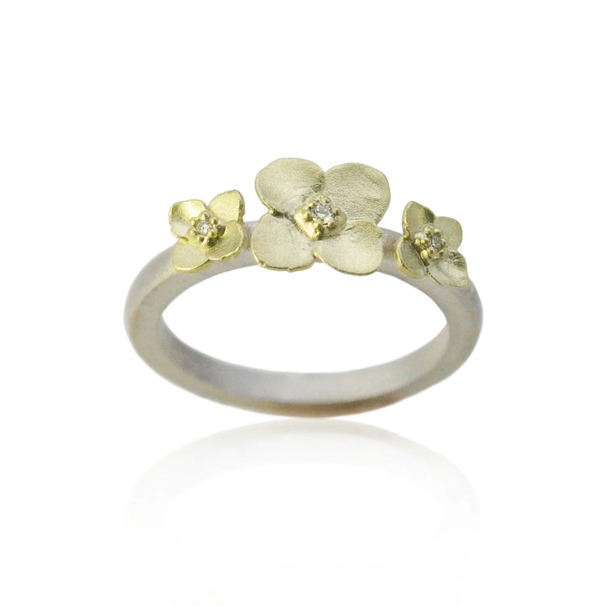 Gold and Silver Bee & Flower Stacking Rings | Rebecca Myers Collection