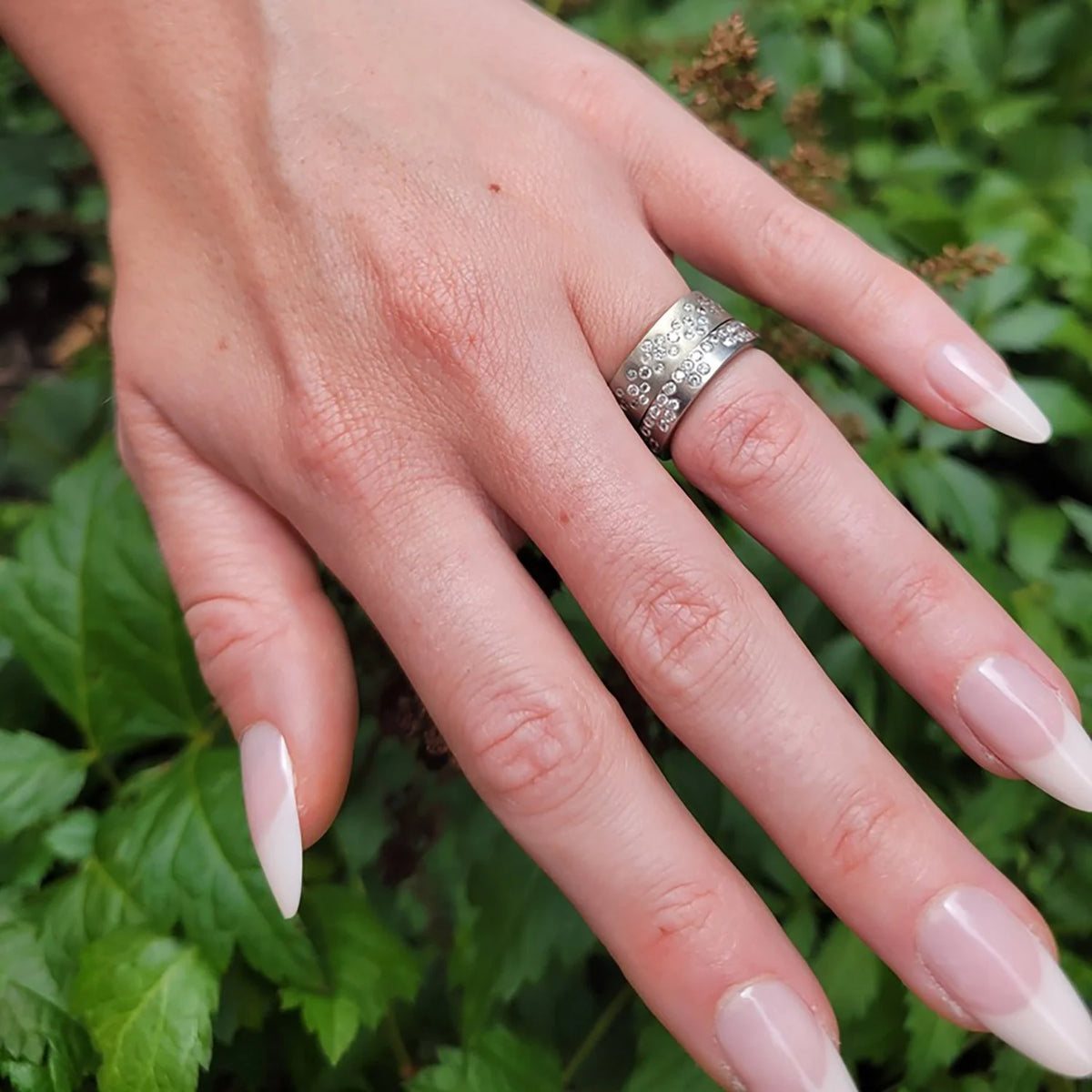 Round Fairy Dust Diamond and Gold Rings | Rebecca Myers Collection