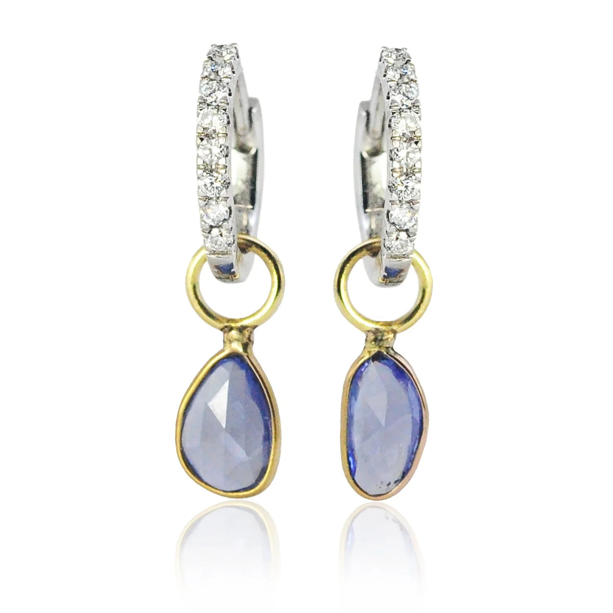 Gold Huggie Hoop Earrings with Diamonds & Charms | Rebecca Myers Collection