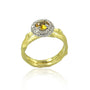 Yellow Gold Branch Rings with Yellow Sapphire in Diamond Halo | Rebecca Myers Collection