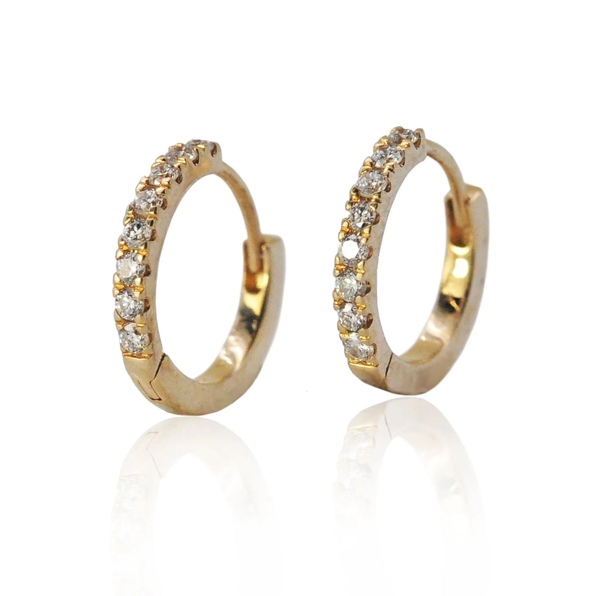 Gold Huggie Hoop Earrings with Diamonds & Charms | Rebecca Myers Collection