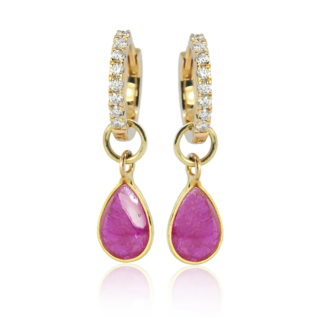 Gold Huggie Hoop Earrings with Diamonds & Charms | Rebecca Myers Collection