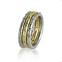 Slender Round Yellow & White Gold Infinity Bands with Flush Set Diamonds | Rebecca Myers Collection