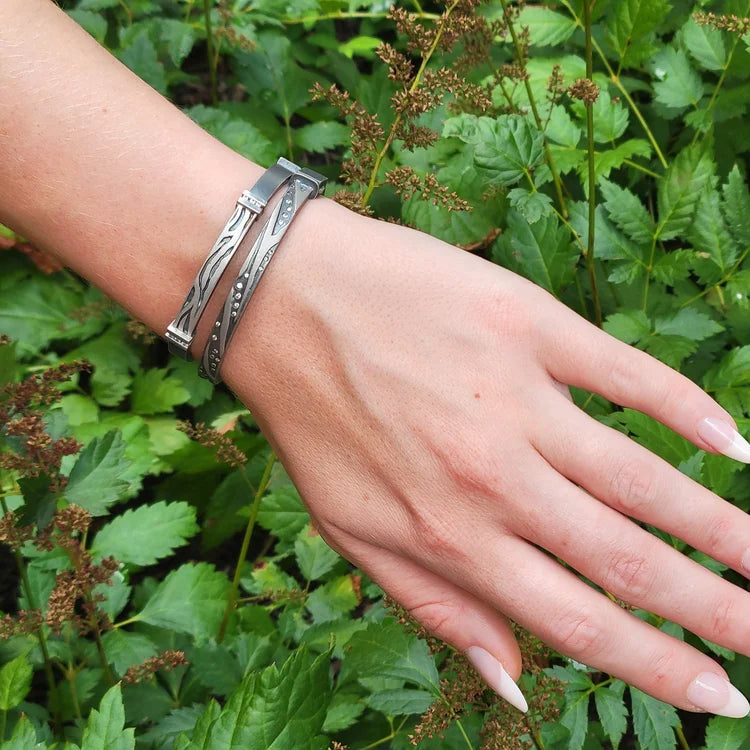 Animal Print Bracelets on white female model | Rebecca Myers Collection