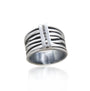 Platinum & Silver Zebra Print Channel Set Diamond Ring | Rebecca Myers Collection