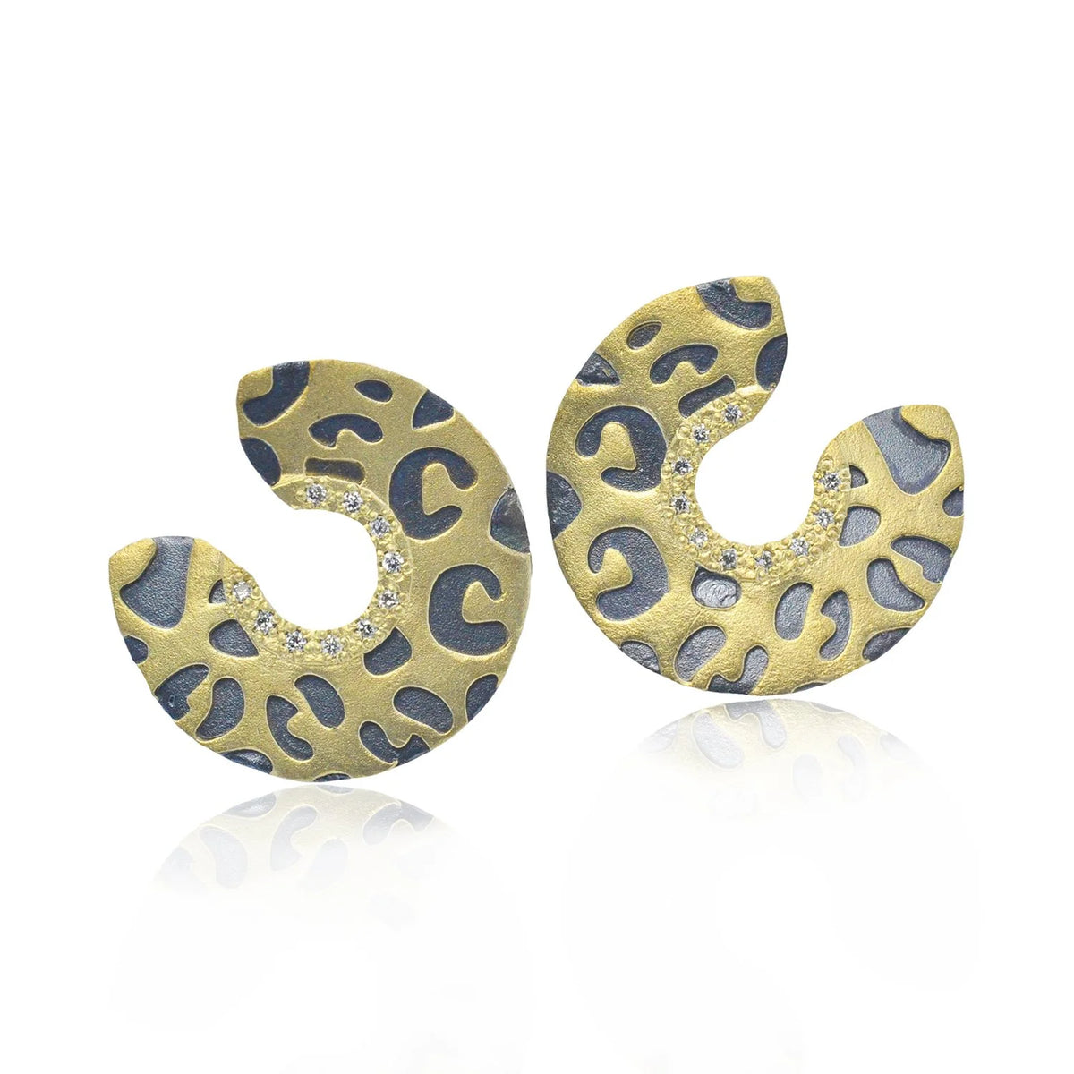 Flat Animal Print Hoop Earrings with Diamonds | Rebecca Myers Collection