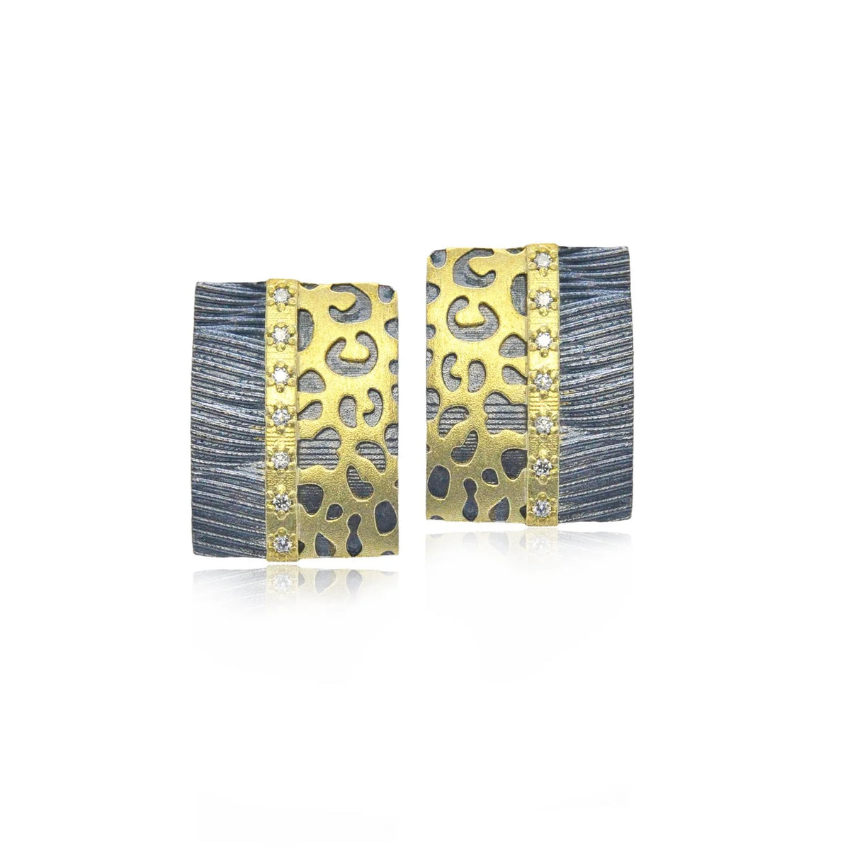 Rectangular Cheetah Print Earrings with Diamonds | Rebecca Myers Collection