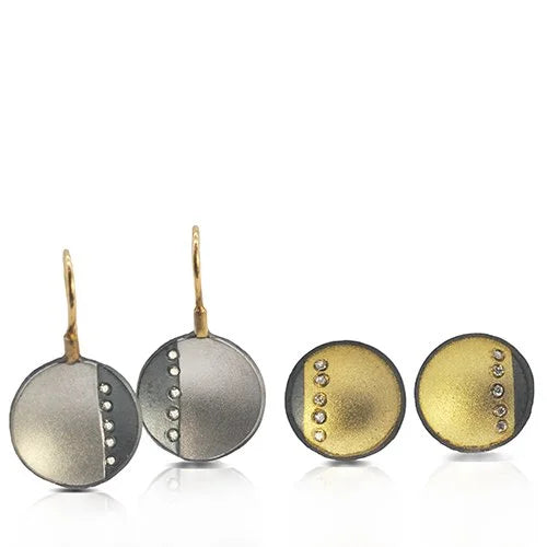Starry Night Half & Half Disc Earrings with Diamonds | Rebecca Myers Collection