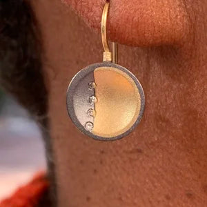 Starry Night Half & Half Disc Earrings with Diamonds | Rebecca Myers Collection
