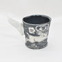 Black & White Winged Come On Cup by Mimi Logothetis, front view | Rebecca Myers Collection