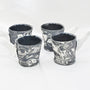 Black & White Winged Cups by Mimi Logothetis, set of four back view | Rebecca Myers Collection
