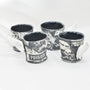 Black & White Winged Cups by Mimi Logothetis, set of four front view | Rebecca Myers Collection