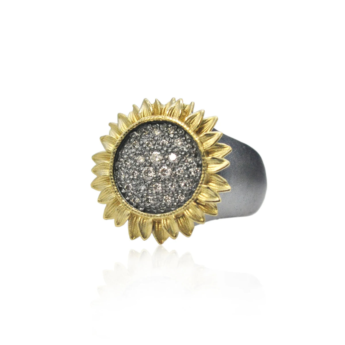 Medium Pave Diamond Sunflower Ring | Rebecca Myers Collection