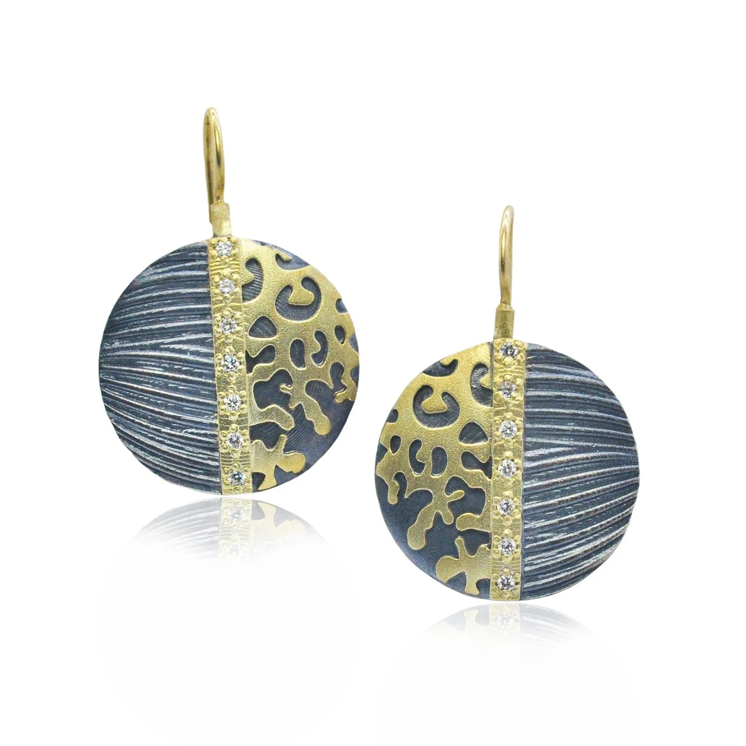 Round Cheetah Print Earrings with Diamonds | Rebecca Myers Collection